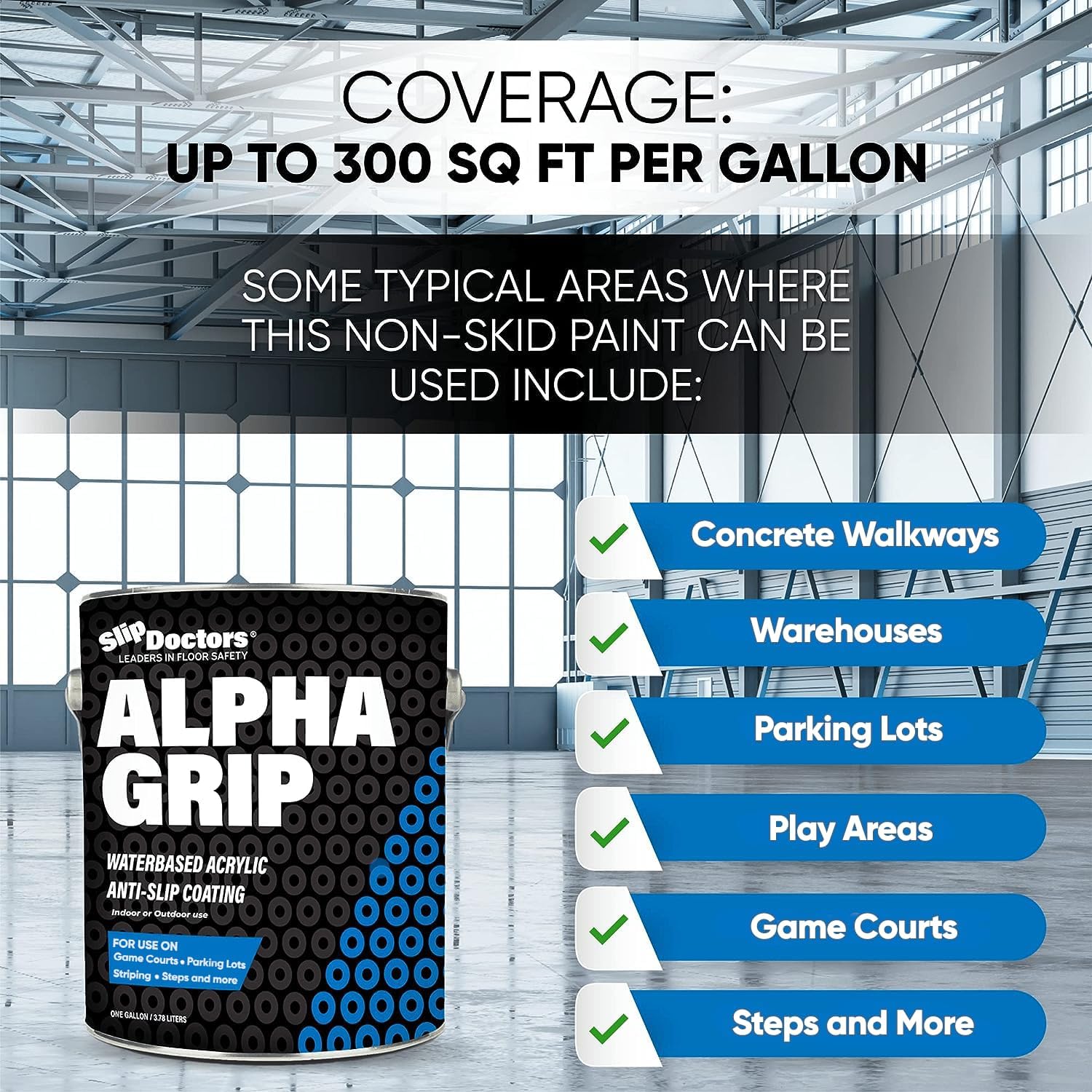 Alpha Grip Pickleball Court – Pintura para hormigón, asfalto y piedra, revestimiento antideslizante para una tracción superior (azul pickleball, 1