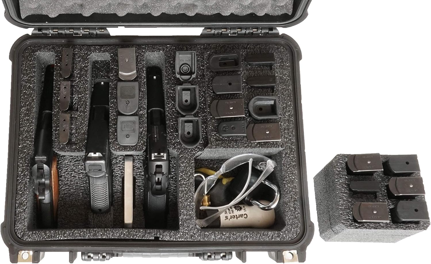 Case Club 3 pistolas y accesorios y hasta 23 cargadores precortados estuche impermeable con gel de sílice para ayudar a prevenir el óxido de la