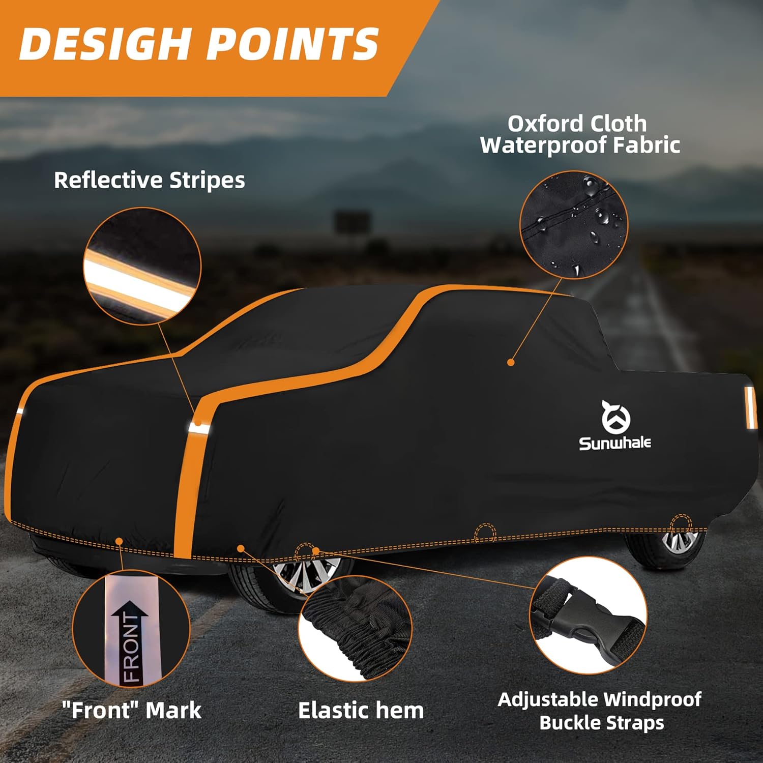 Sunwhale Funda impermeable para camión para todo tipo de clima, resistente al viento, protección contra la lluvia y el sol, ajuste universal para