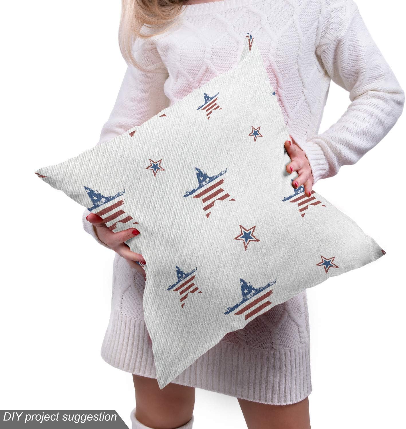 Ambesonne The Yard, tela del 4 de julio, diseño de la antigua gloria de la bandera estadounidense con patrón de estrellas y rayas, imagen