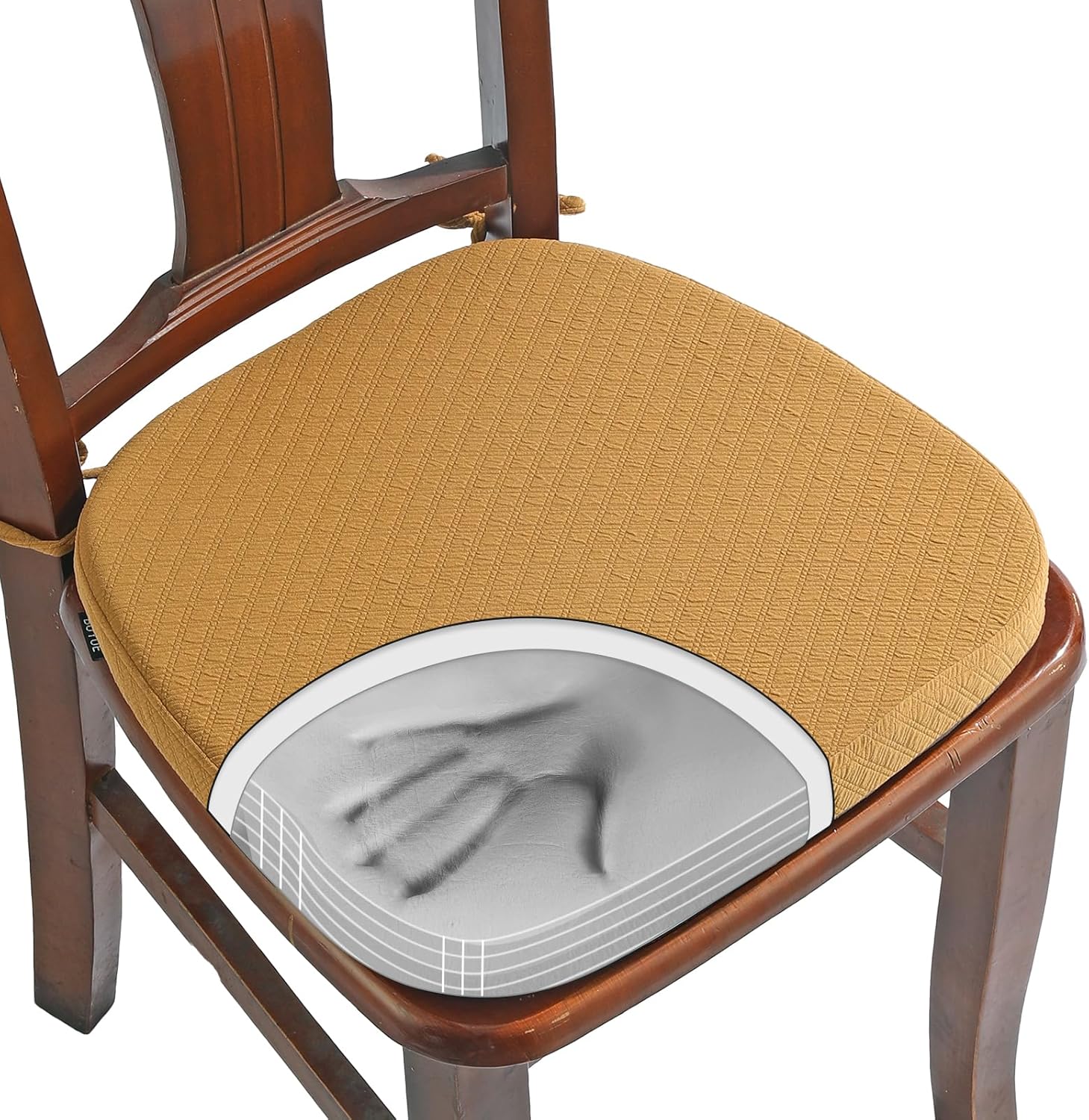 BUYUE Cojín de lujo de espuma viscoelástica 100% pura, 1 paquete, jacquard de 16 pulgadas en forma de U, cómodo cojín para silla de comedor