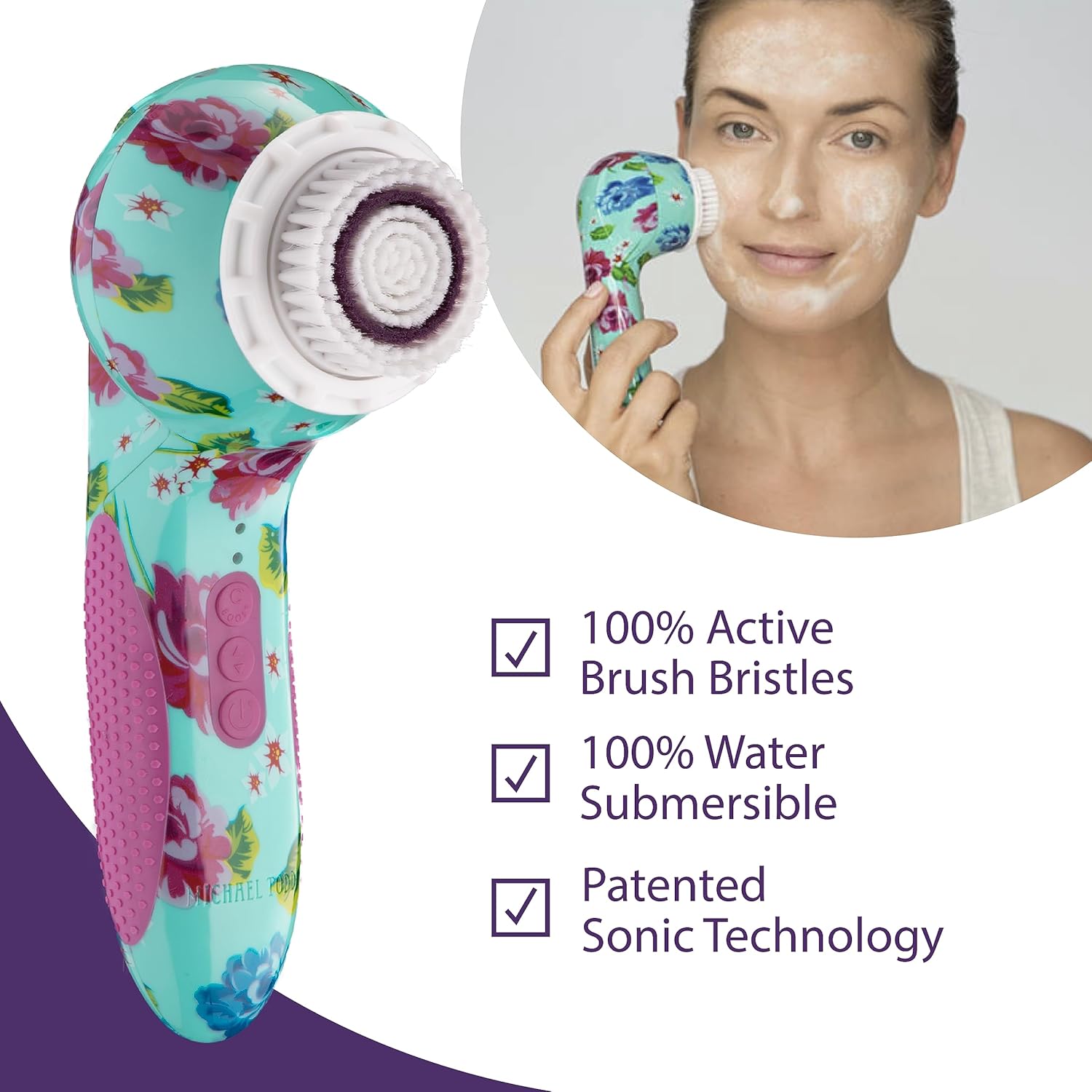 Michael Todd Beauty Soniclear Elite – Sistema de cepillo de limpieza facial – 6 velocidades – Cepillo de limpieza facial y exfoliante corporal