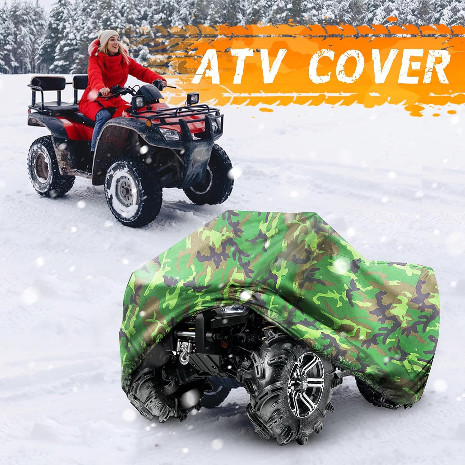 190T – Funda impermeable para cuatrimoto, ATV y ATC, color negro, 3XL, camuflaje