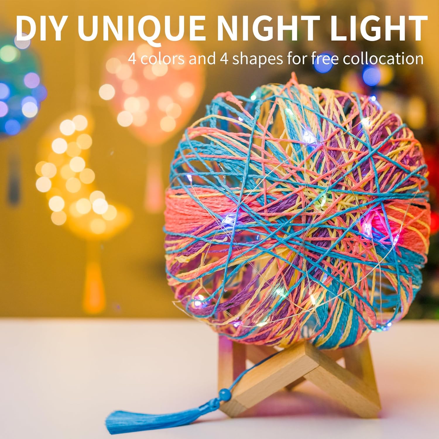 bemece Kit de arte de cuerda 3D, artes y manualidades para niños de 8 a 12 años, kits de manualidades para regalos para cumpleaños, Navidad, luz