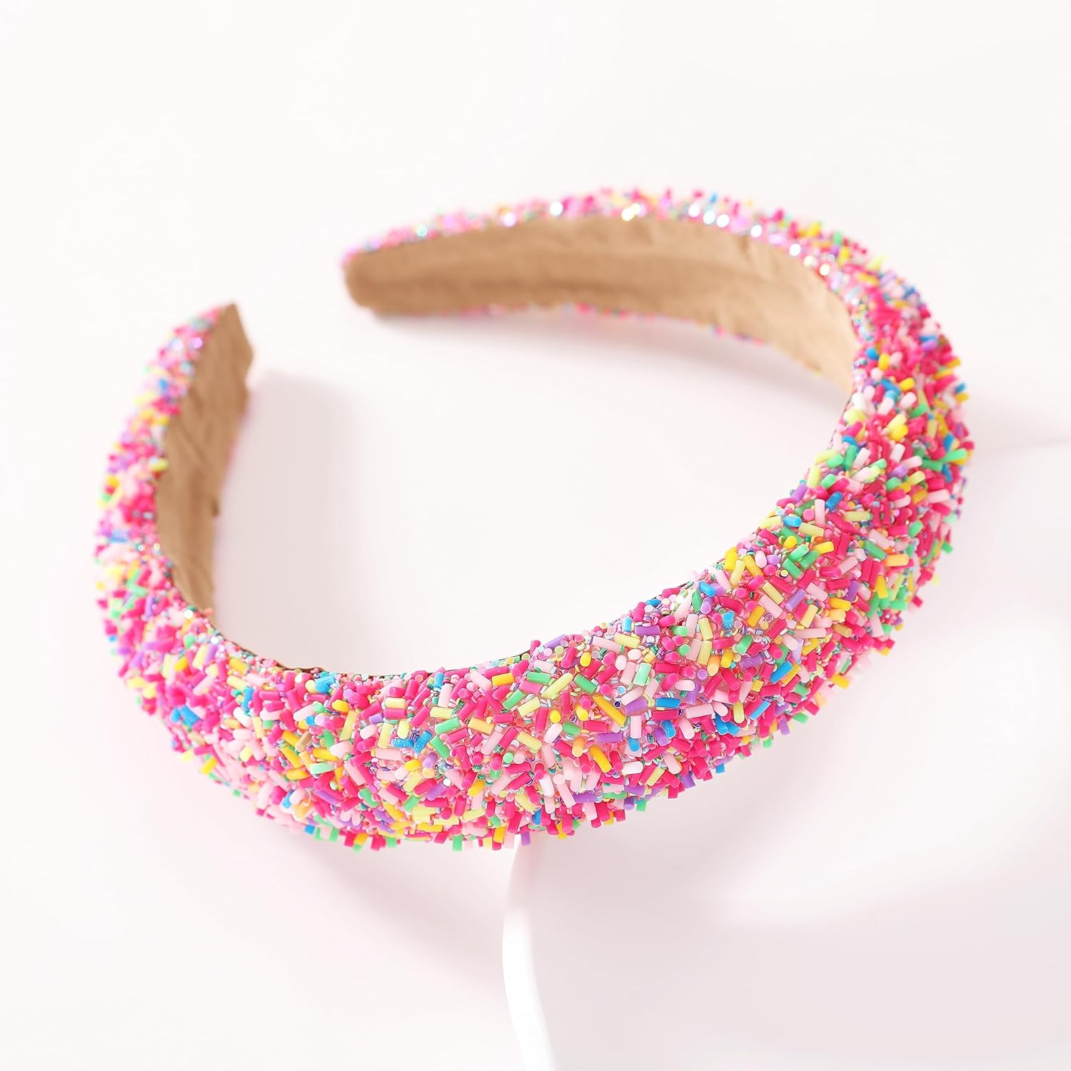 Somlatrecy Diadema de chispas para mujer, diseño de bloques de color, bandas anchas para el cabello a la moda, gruesas y acolchadas, accesorios para