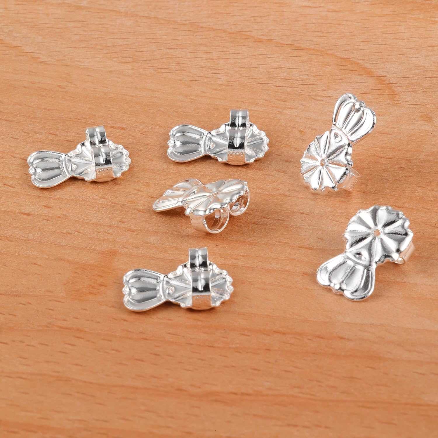 Espalda levantadora de aretes de plata de ley 925 para orejas caídas, ajustables, hipoalergénicas, para aretes pesados