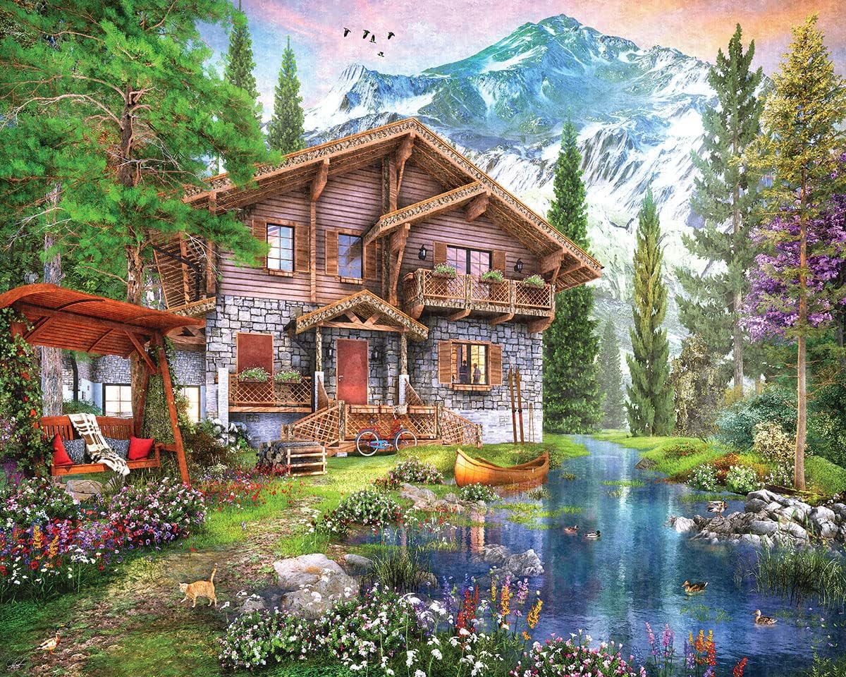 White Mountain Puzzles Mountain Chalet, rompecabezas de 1000 piezas