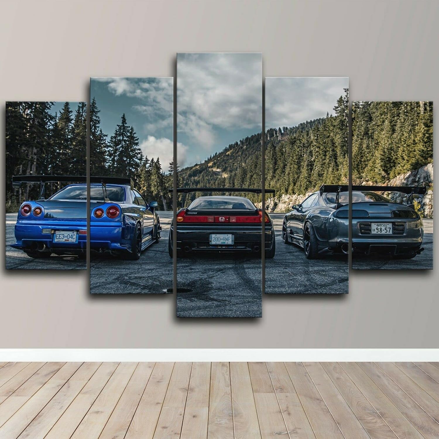 Qasrhibao Nissan Skyline Supra NSX JDM – Lienzo decorativo para pared, diseño de automóvil de carreras, póster de impresión HD, 5 cuadros enmarcados