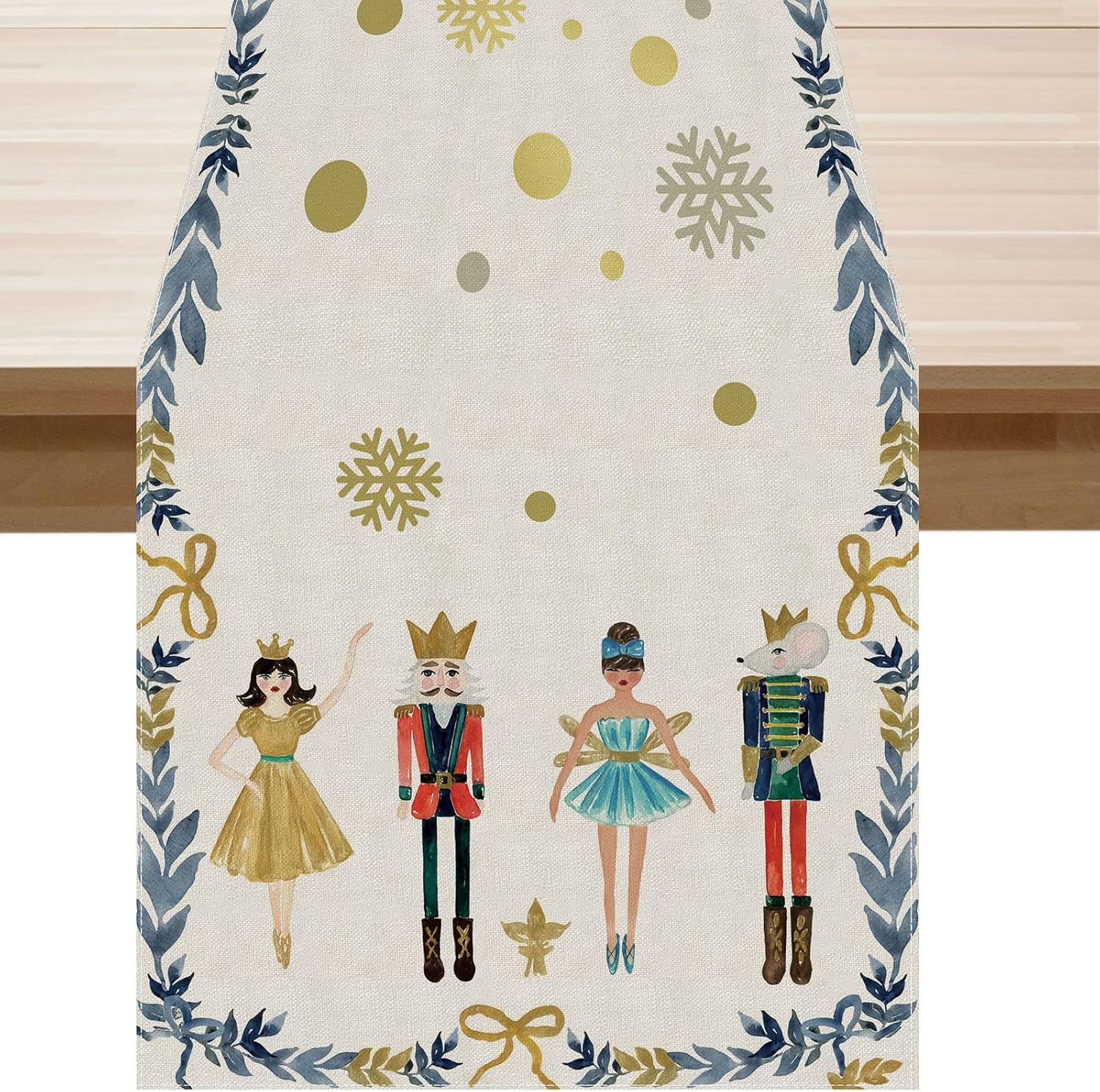 BOTB LIHM Camino de mesa con diseño de cascanueces para decoración de mesa de invierno, Navidad, 13 x 72 pulgadas de largo
