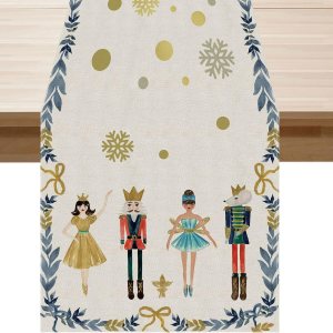 BOTB LIHM Camino de mesa con diseño de cascanueces para decoración de mesa de invierno, Navidad, 13 x 72 pulgadas de largo BOTB LIHM Camino de mesa con diseño de cascanueces para decoración de mesa de invierno, Navidad, 13 x 72 pulgadas de largo