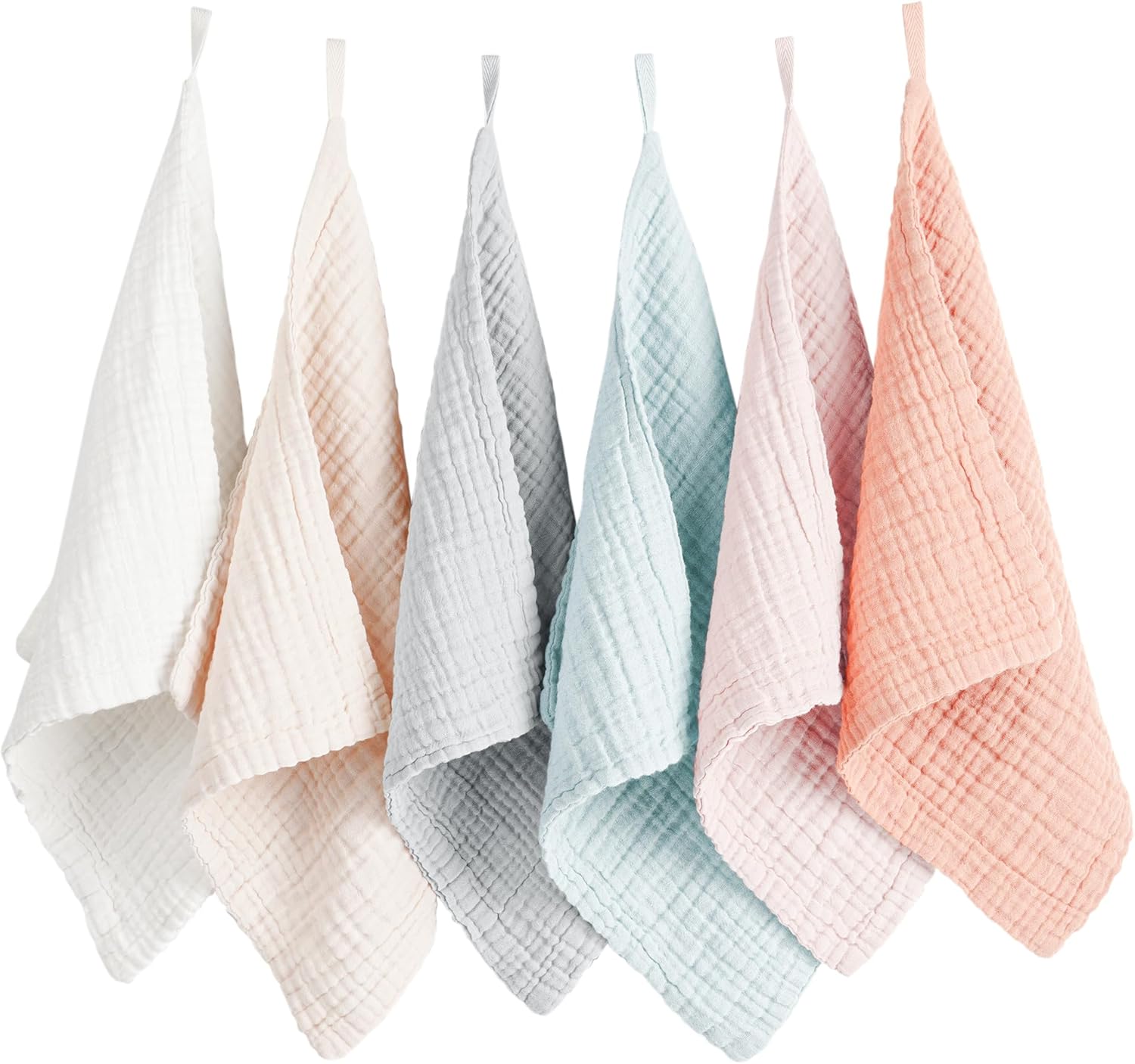 Konssy Paquete de 6 paños de muselina para bebé, unisex, 100% algodón, para la cara del bebé, cuerpo cómodo y suave para recién nacidos, niños y