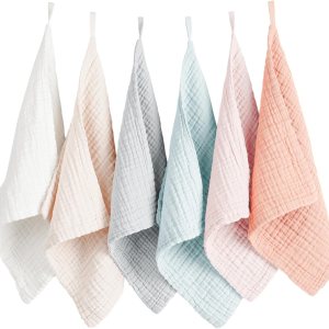 Konssy Paquete de 6 paños de muselina para bebé, unisex, 100% algodón, para la cara del bebé, cuerpo cómodo y suave para recién nacidos, niños y Konssy Paquete de 6 paños de muselina para bebé, unisex, 100% algodón, para la cara del bebé, cuerpo cómodo y suave para recién nacidos, niños y