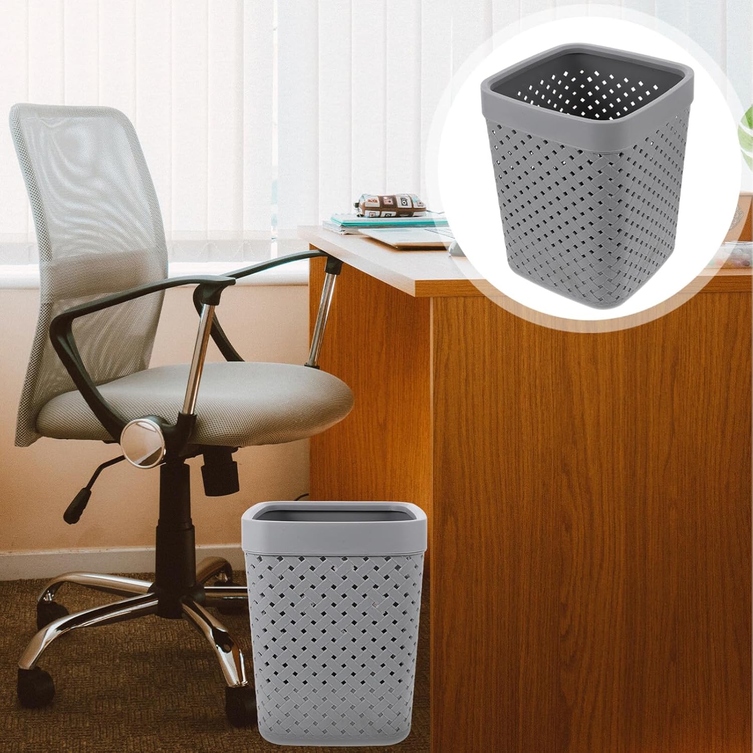 NUOBESTY Cubo de basura cuadrado de malla con parte superior abierta, contenedor de basura, cesta de reciclaje para baños, lavandería, cocinas,