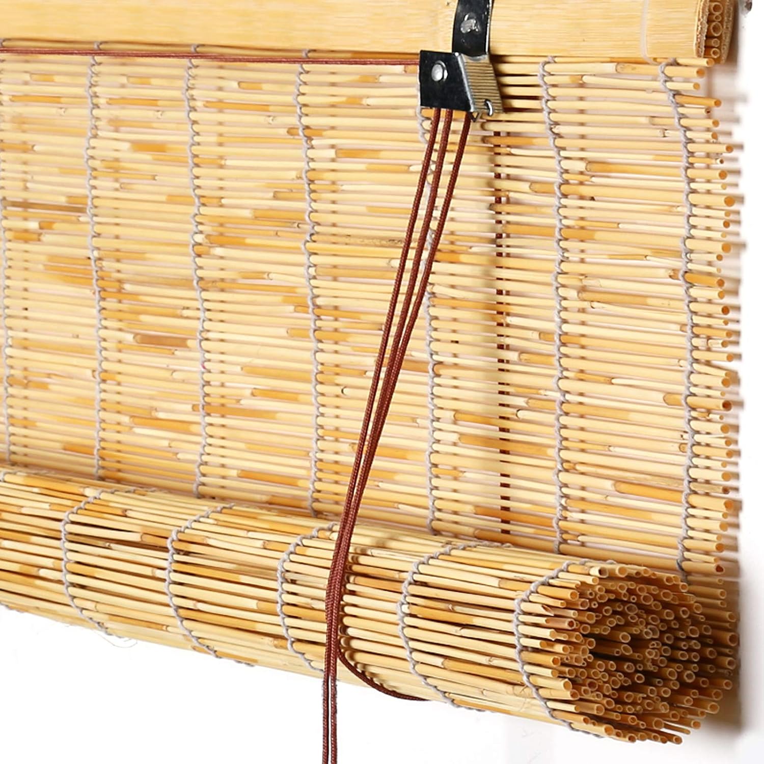 Persianas enrollables de bambú opacas de privacidad, cortinas de caña tejidas a mano naturales, para interiores y exteriores, decoración de pared de