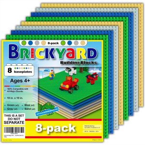 Brickyard Building Blocks Lego – Placa base compatible Paquete de 8 placas base grandes de 10 x 10 pulgadas para ladrillos de juguete, actividades Brickyard Building Blocks Lego – Placa base compatible Paquete de 8 placas base grandes de 10 x 10 pulgadas para ladrillos de juguete, actividades