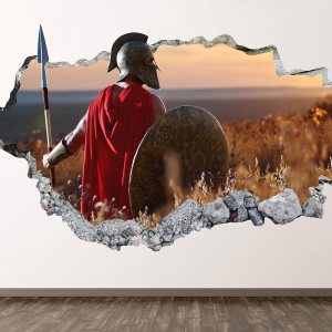 Calcomanía de pared de guerrero espartano, decoración 3D de la civilización griega antigua aplastada, póster para habitación de niños, regalo Calcomanía de pared de guerrero espartano, decoración 3D de la civilización griega antigua aplastada, póster para habitación de niños, regalo