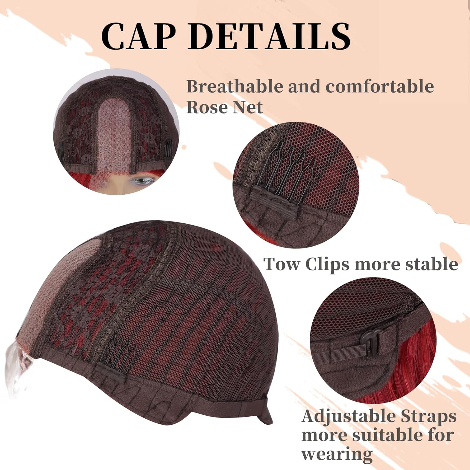 AISI QUEENS Peluca roja larga ondulada roja para mujer, 24 pulgadas, cabello ondulado con raya en medio, resistente al calor, peluca rizada de fibra