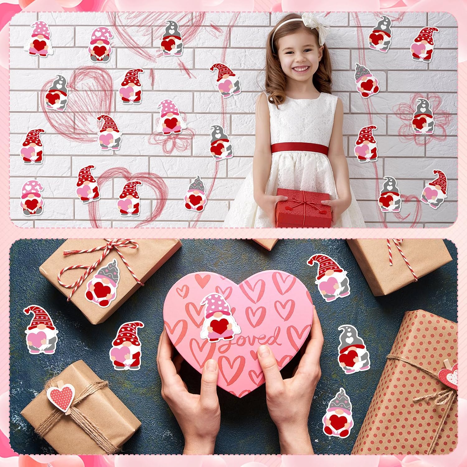 Zonon 90 piezas de recortes de corazón de gnomo, decoración de tablón de anuncios para oficina, aula, fiesta, tablón de anuncios, pizarra de pared,