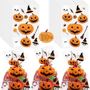 AnapoliZ Bolsas de regalo de Halloween  100 piezas (6 x 9 pulgadas)  Bolsas de celofán transparente de 2.5 mil con divertidos diseños aterradores AnapoliZ Bolsas de regalo de Halloween  100 piezas (6 x 9 pulgadas)  Bolsas de celofán transparente de 2.5 mil con divertidos diseños aterradores
