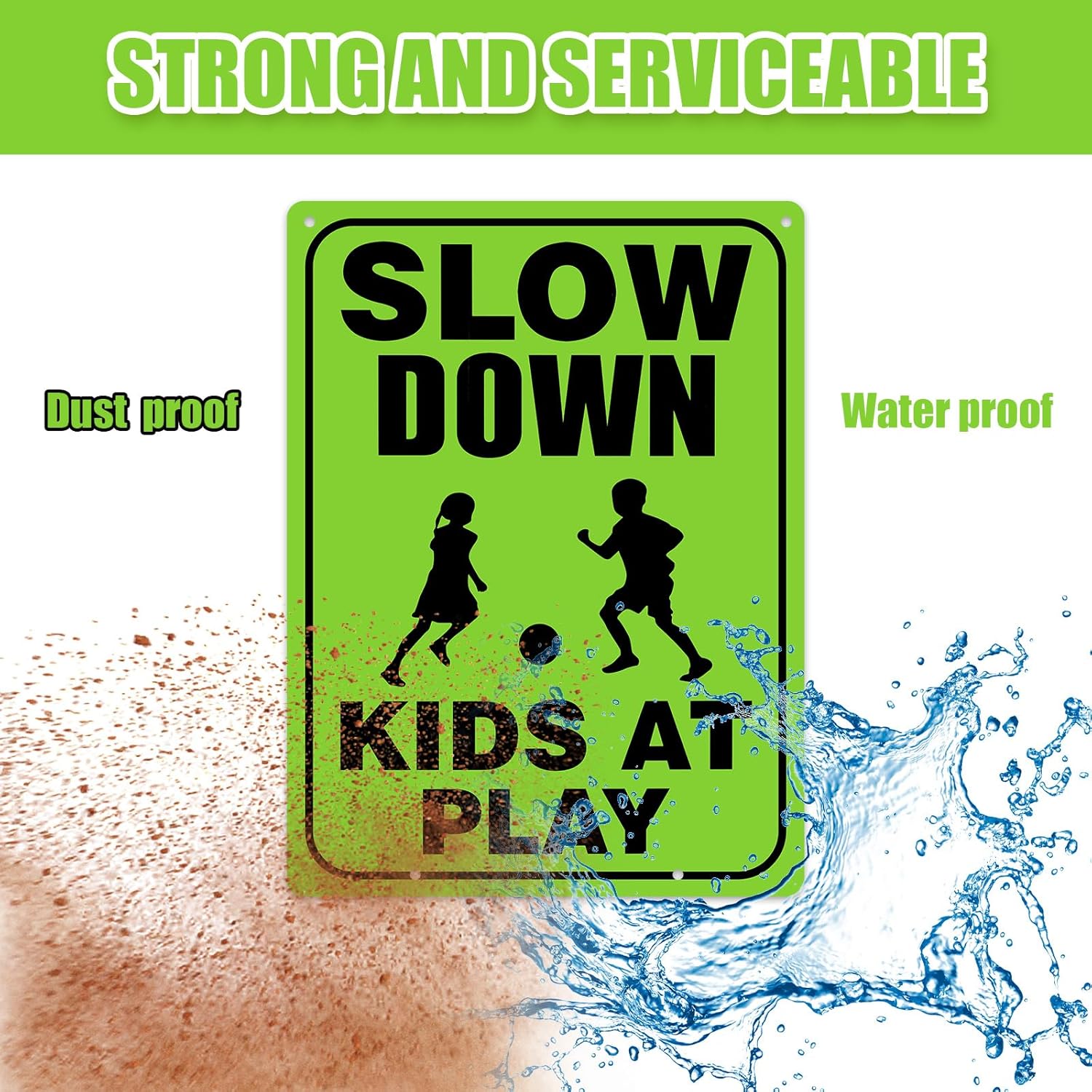 Zonon 4 letreros de seguridad para niños en juego con alambre de metal con estacas en H de precaución para niños en el juego, letreros reflectantes