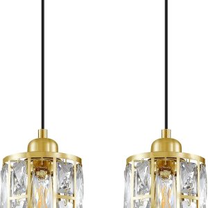 Paquete de 2 colgantes de isla de cocina con pantalla de cristal de 5.4 pulgadas, acabado dorado, moderno colgante con pantalla de metal de cristal Paquete de 2 colgantes de isla de cocina con pantalla de cristal de 5.4 pulgadas, acabado dorado, moderno colgante con pantalla de metal de cristal