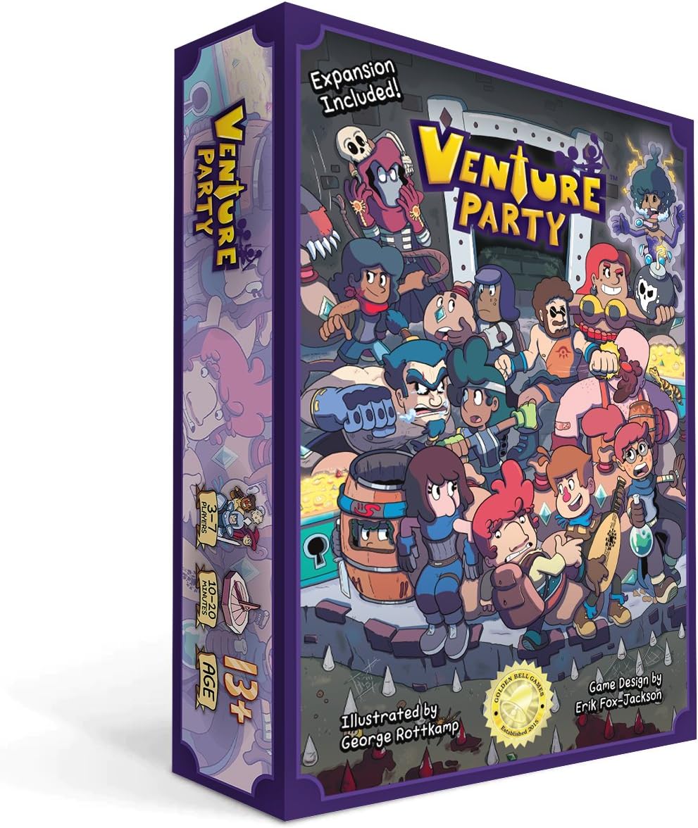 Venture Party un juego de cartas rápido y divertido para héroes desafortunados, azul