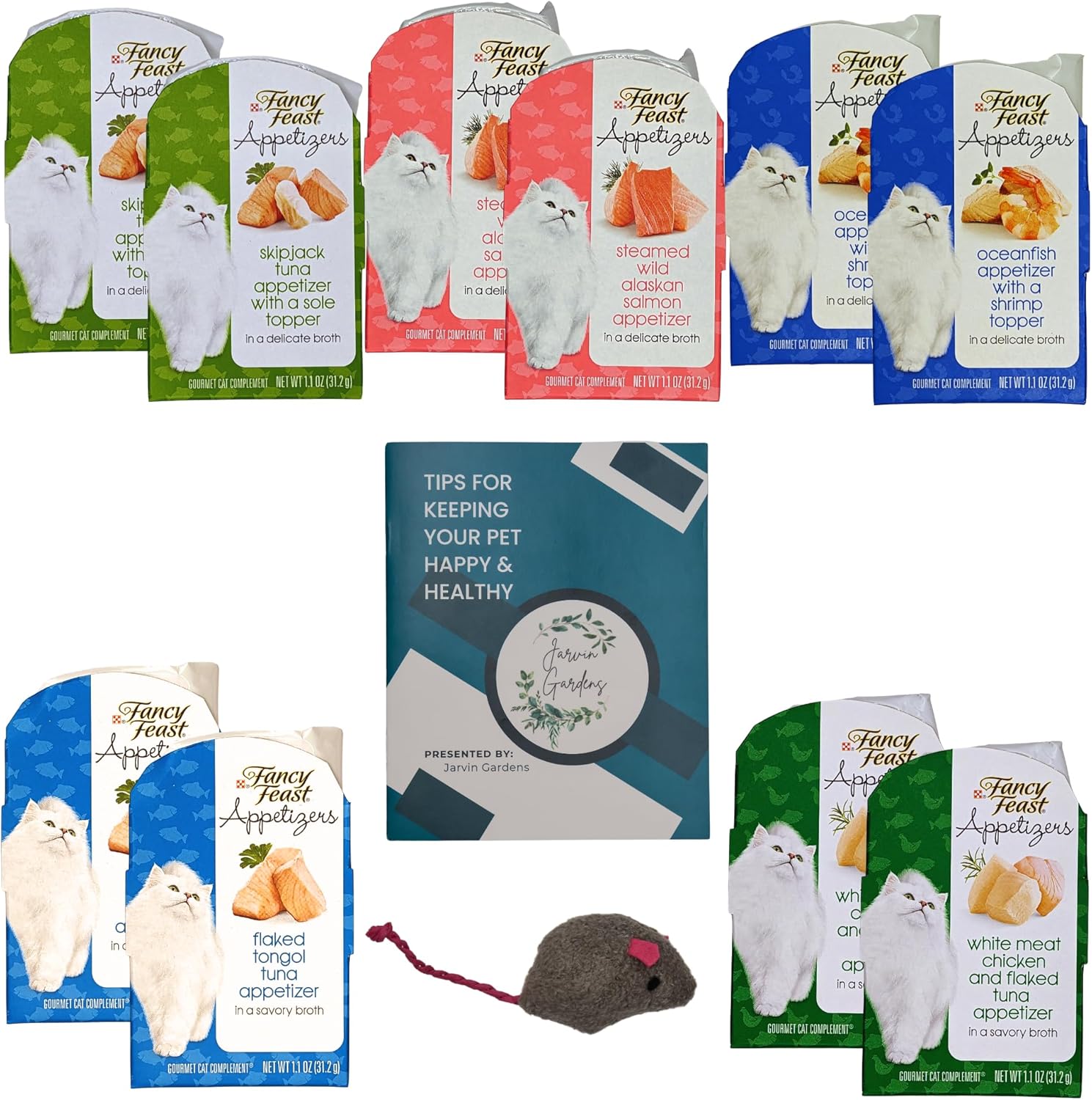 Fancy Feast – Comida húmeda para gatos, 5 sabores, 10 bandejas (2) cada atún tongal, atún listado, salmón, pez de mar, pollo y atún en hojuelas.