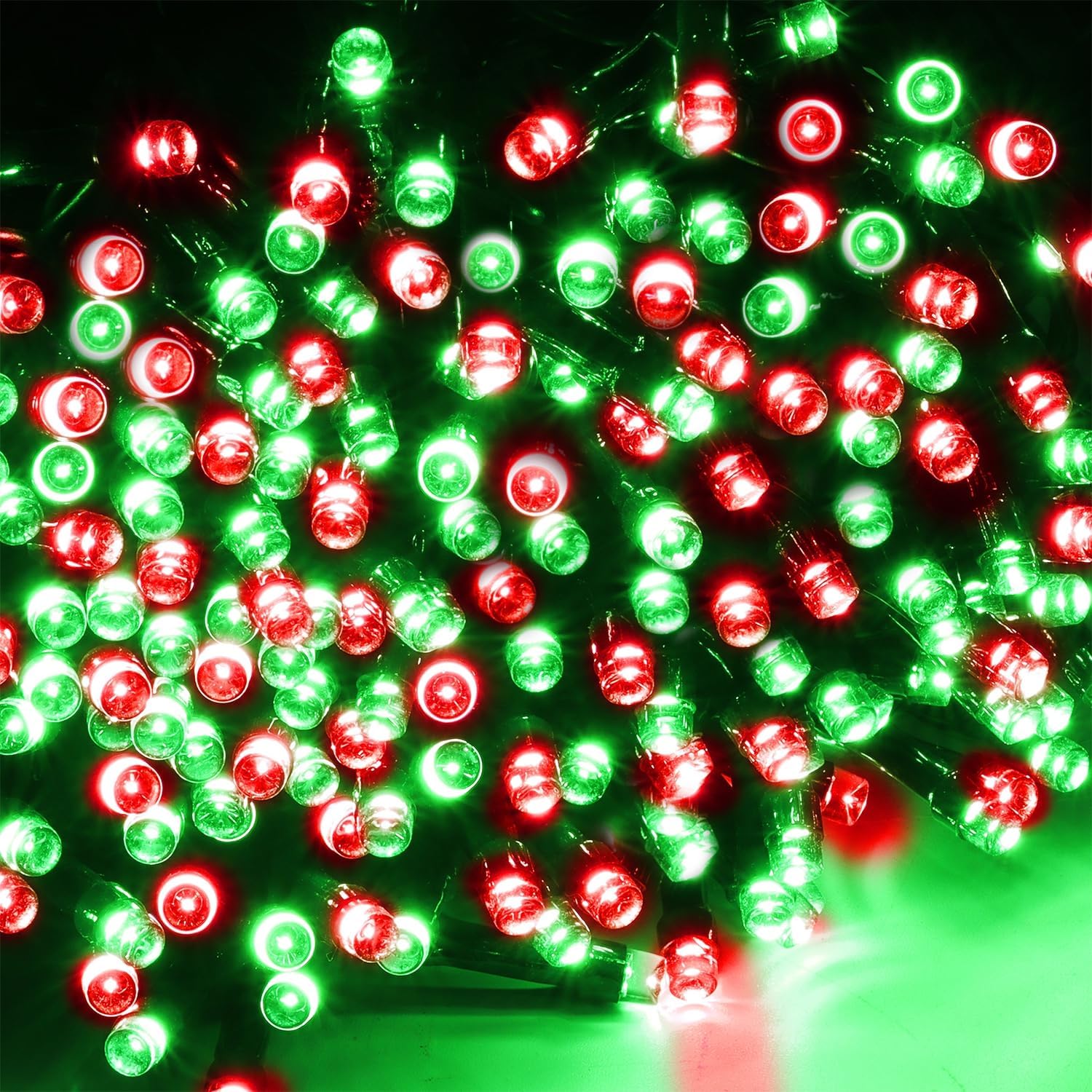 WATERGLIDE Guirnalda de 1000 luces LED de Navidad, 328 pies de cable verde luces LED decorativas con control remoto y 8 modos, resistente al agua