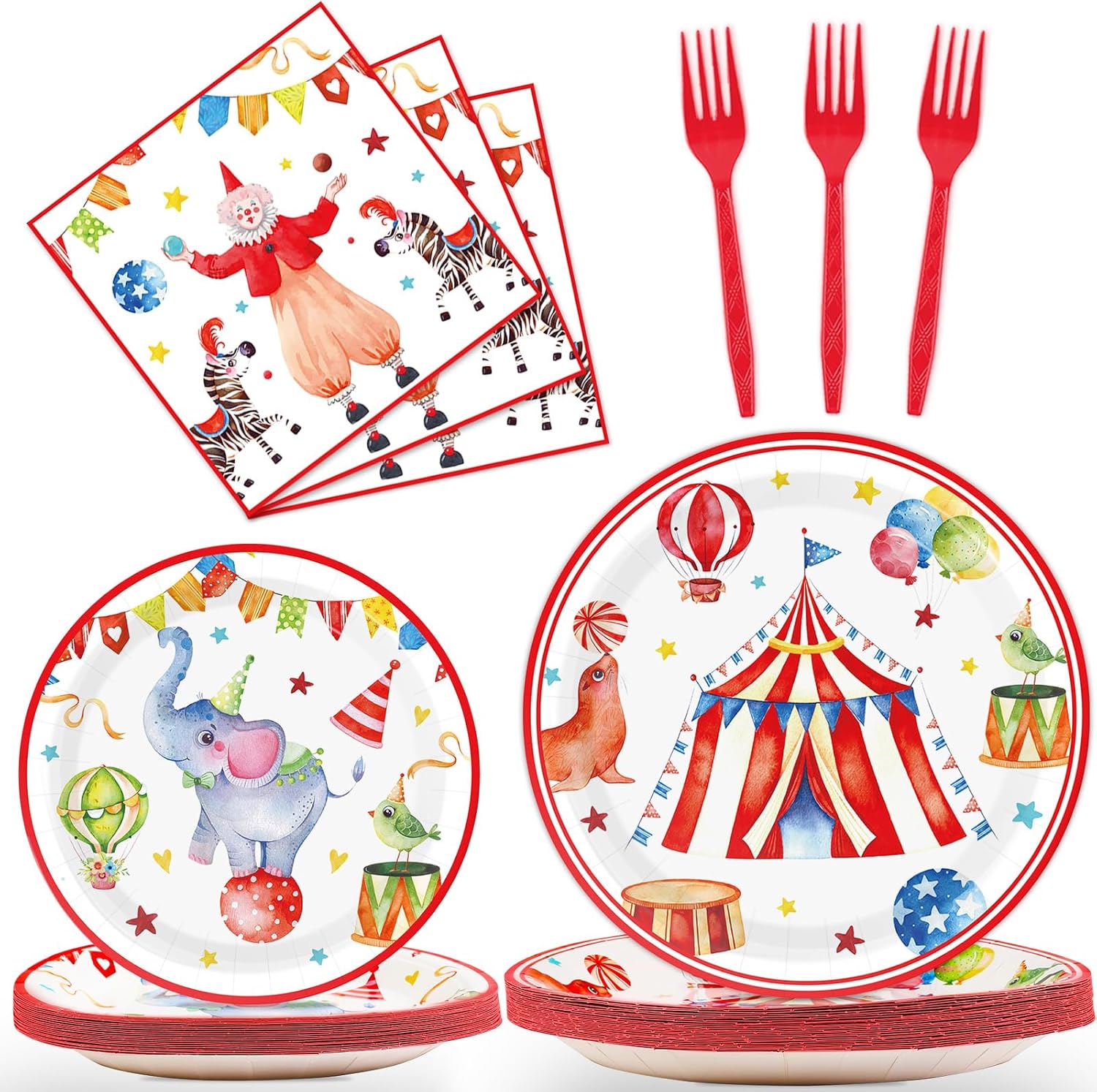 Decoraciones de fiesta temática de carnaval, platos de fiesta de circo, servilletas, carnaval, fiesta de cumpleaños, vajilla de circo, platos de