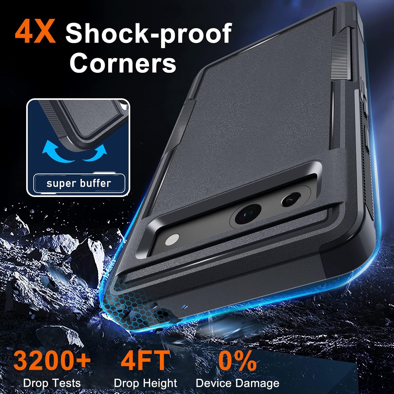 Funda para Google Pixel 7A, cuerpo completo, resistente, a prueba de golpes, con correa de cordón, protector de pantalla de vidrio templado y