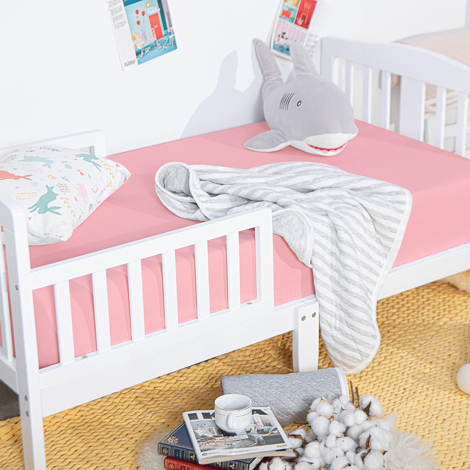 NTBAY – Sábana bajera ajustable para cuna para bebé, color sólido y suave, 28.0 x 52.0 pulgadas