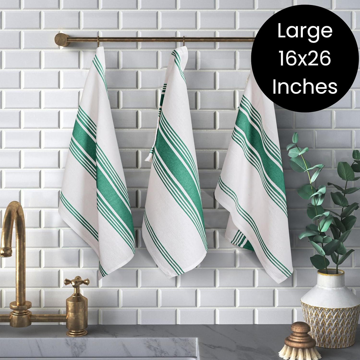Juego de 6 toallas de cocina color verde azulado para secar platos de 16 x 26 pulgadas, toallas de mano de cocina, toallas de cocina absorbentes,