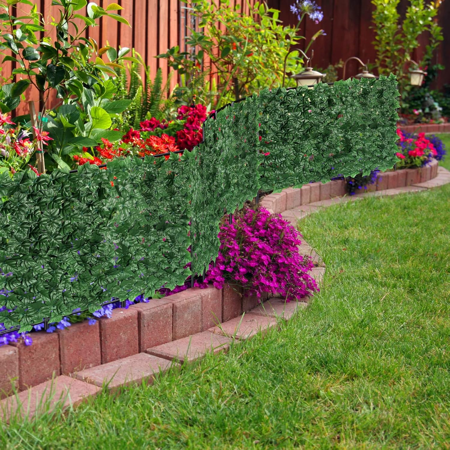 OUSHENG Valla decorativa para jardín, paquete de 19 unidades, 20 pies de largo x 24 pulgadas de alto, vallas de metal inoxidables para perros para