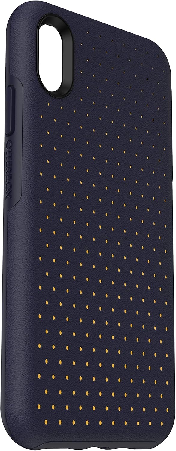 OtterBox Funda de cuero vegano con patrón perforado para iPhone Xs Max – Midnight Polka (azul marítimo)