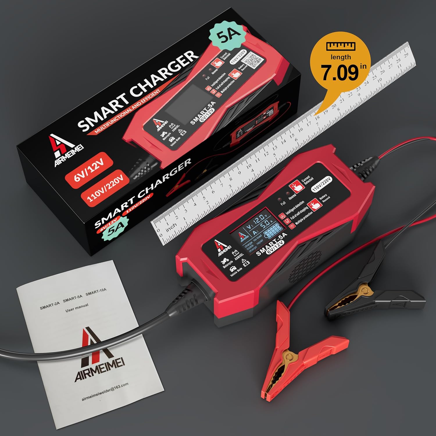 Cargador de batería de coche inteligente 3 IN1 1A2A5A, cargador de batería automotriz 6V12V, cargador de batería de doble voltaje 110V220V