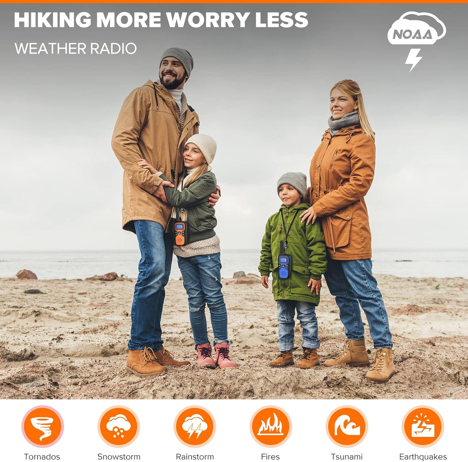 Walkie Talkies para adultos de largo alcance-Wishouse Radios de mano de 2 vías recargables, accesorios de senderismo, equipo de campamento regalo