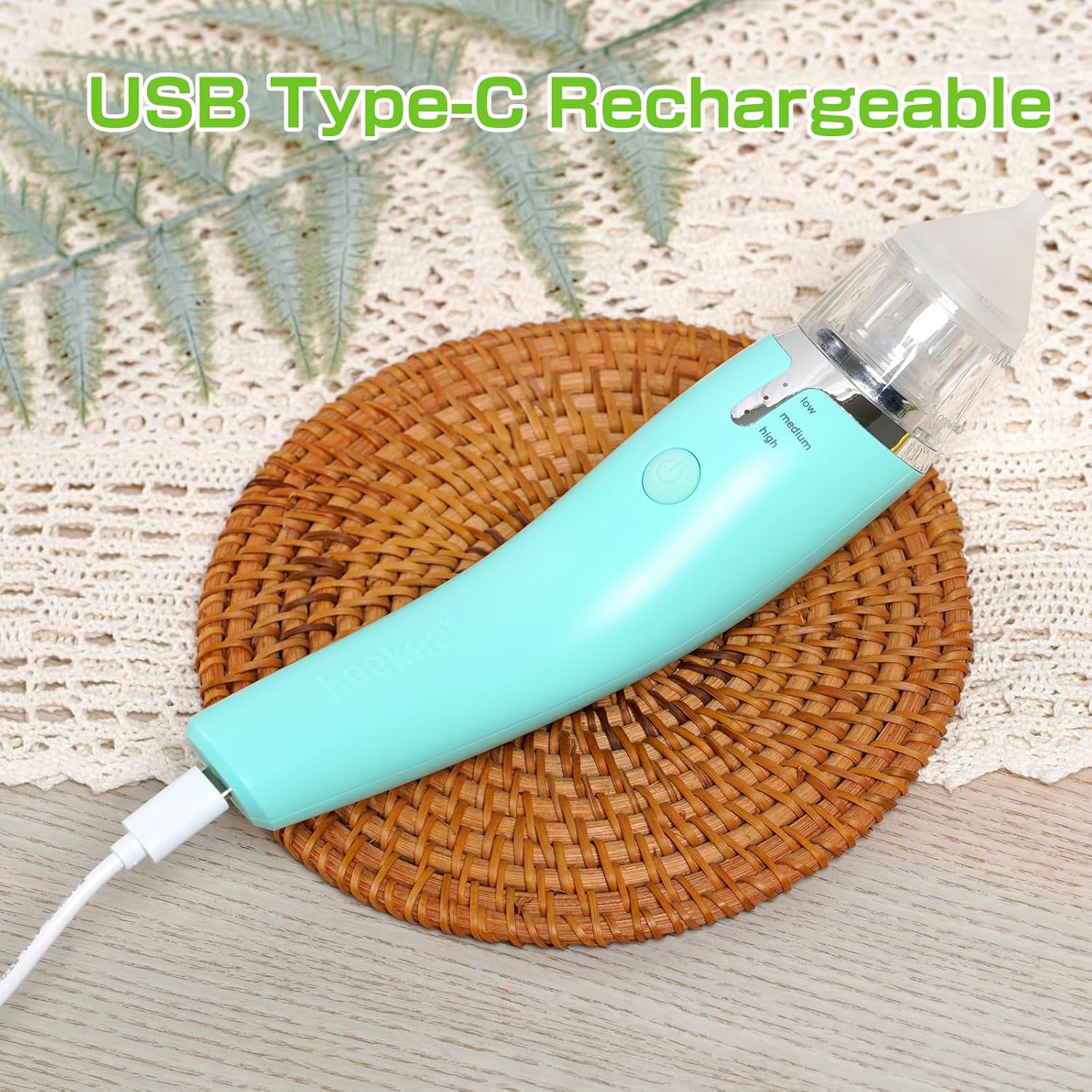 Haakaa Aspirador nasal eléctrico para bebés, limpiador de nariz seguro y fácil de operar para bebés, bebés y niños pequeños, recargable por USB sin