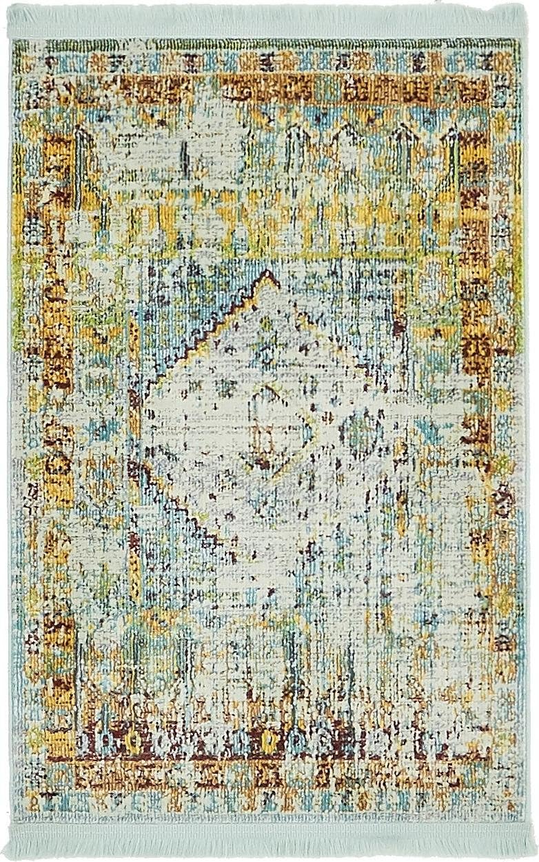 Tapete abstracto Unique Loom, colección Estrella, moderno, multiárea, Polipropileno, celesteturquesa