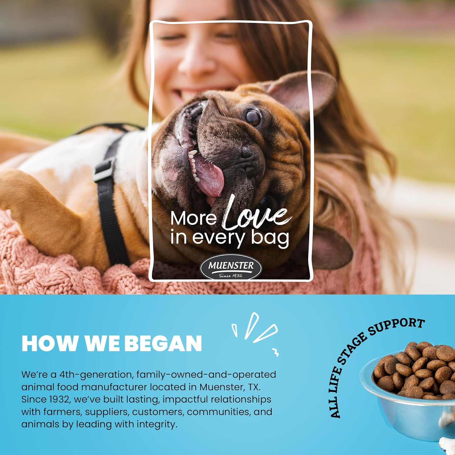 Muenster Ancient Grains – Alimento seco para perros grandes con sabor a pollo (22 libras), sin gluten, sin OMG, con alto contenido de proteínas,