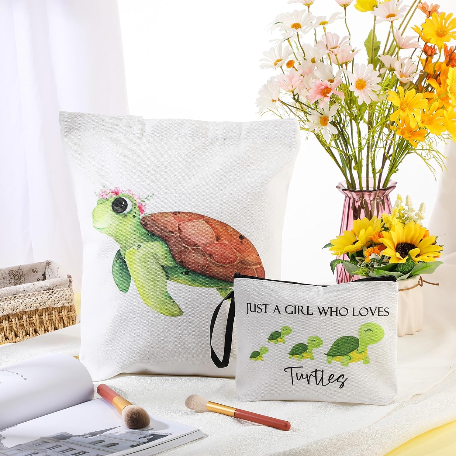 Sieral 2 piezas de regalos para mujeres, amantes de los animales, bolsa de maquillaje, bolsa de regalo, bolsa de maquillaje para mujer amante de los