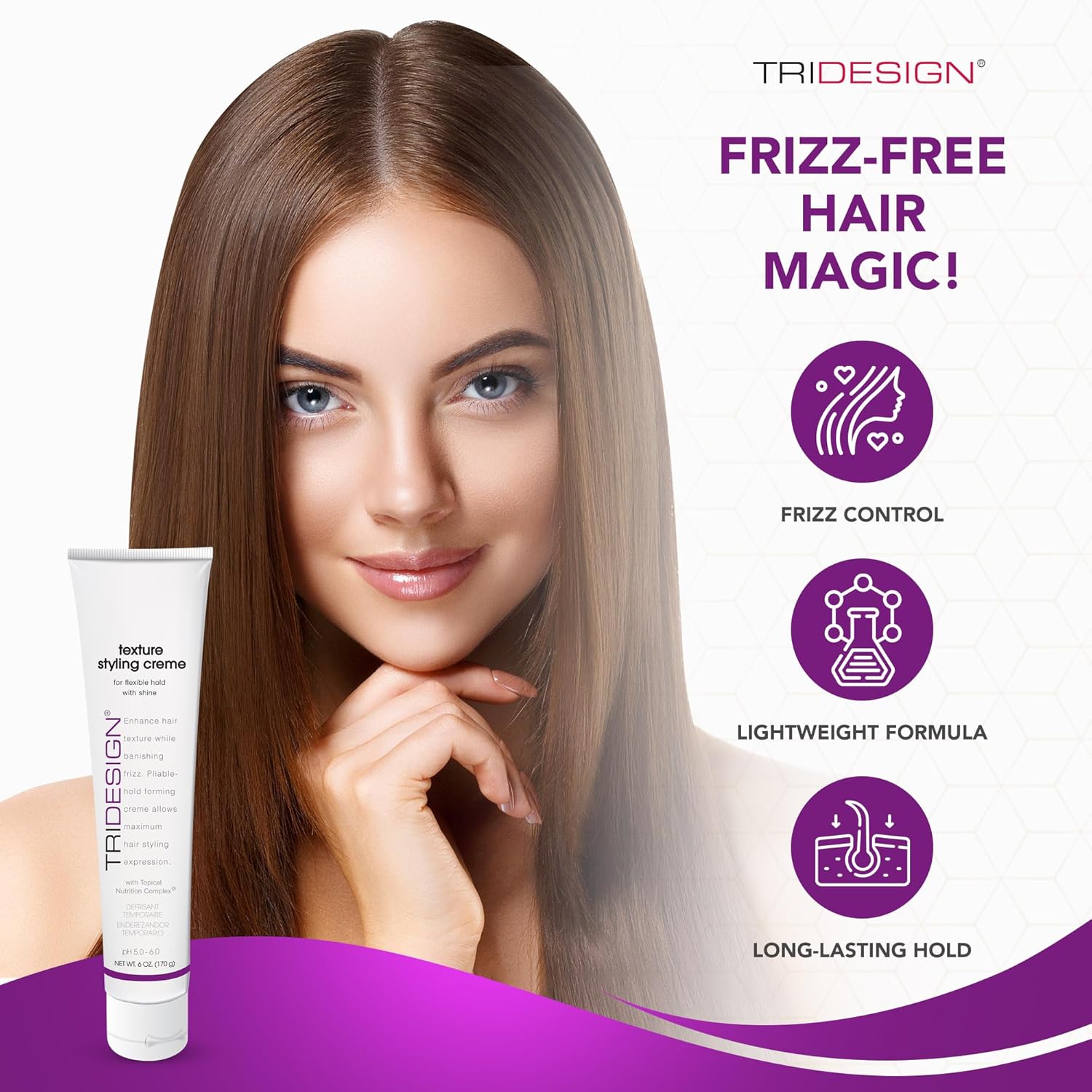 TRI Crema para el cuidado del cabello con textura – Producto de peinado – Crema de peinado para cabello encrespado – Para máxima expresión de