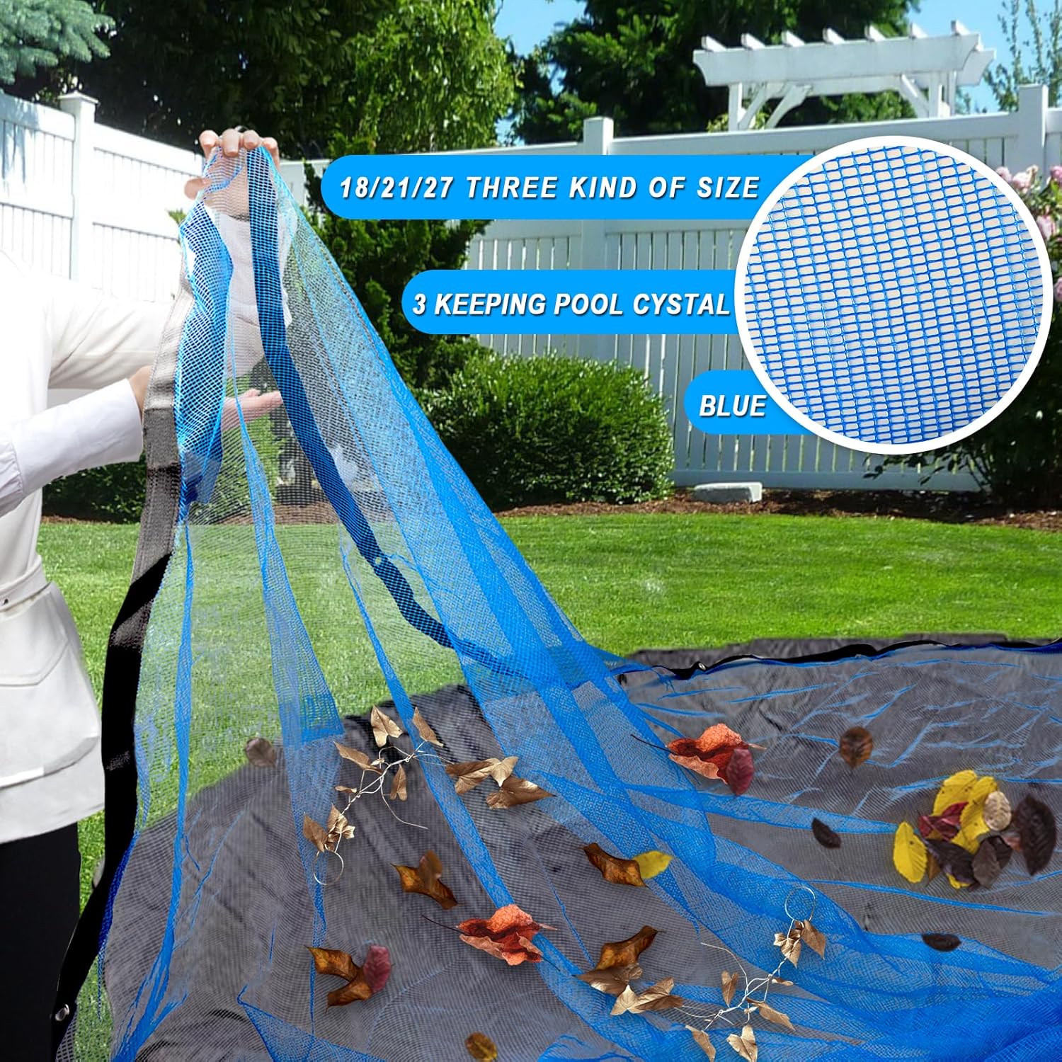 Cubierta redonda para red de hojas de piscina, material duradero, malla apretada, fácil instalación, máxima protección, protege la piscina de hojas