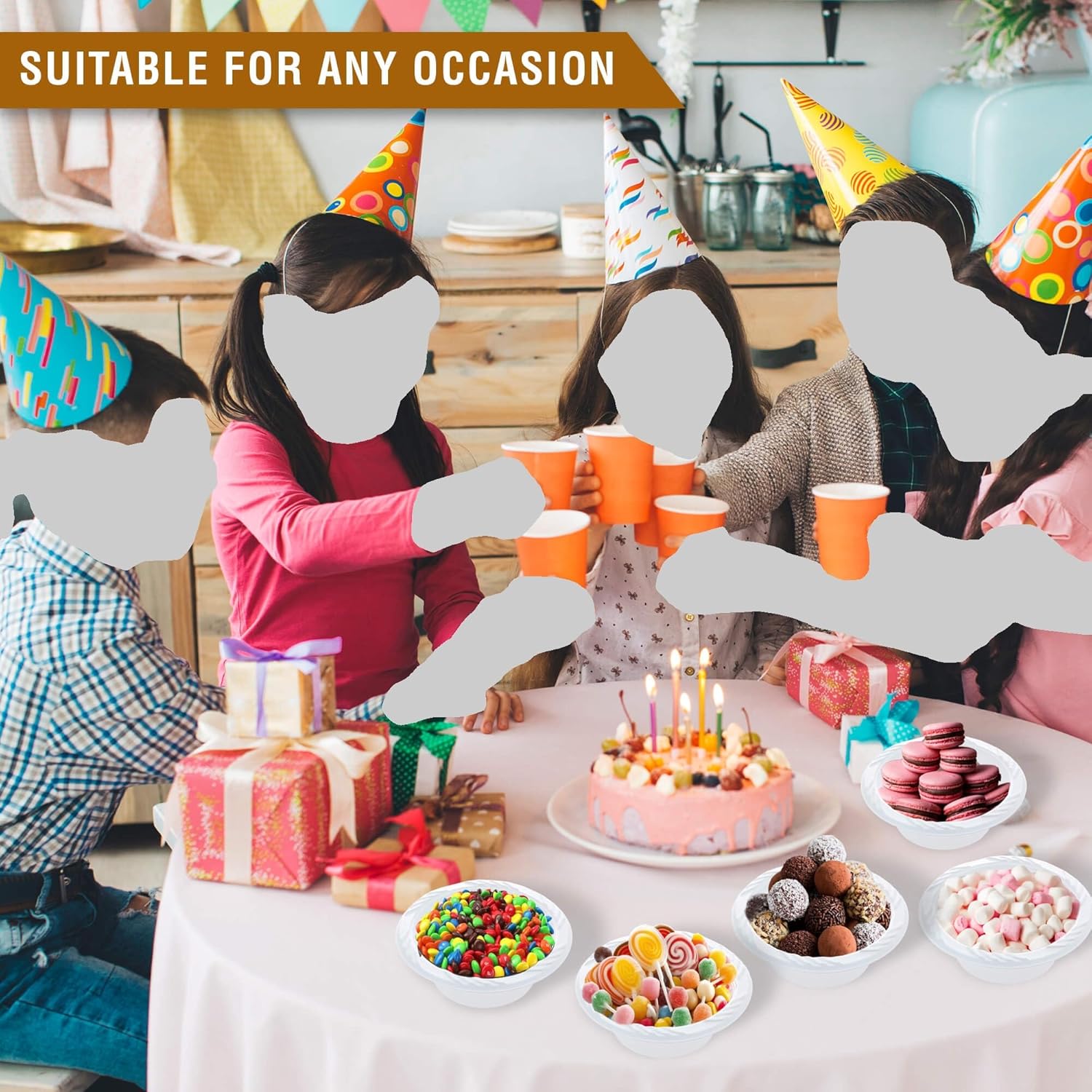 Cuencos y platos desechables de plástico duraderos y prácticos para fiestas y eventos (12 onzas, 100.00 pulgadas, conteo)