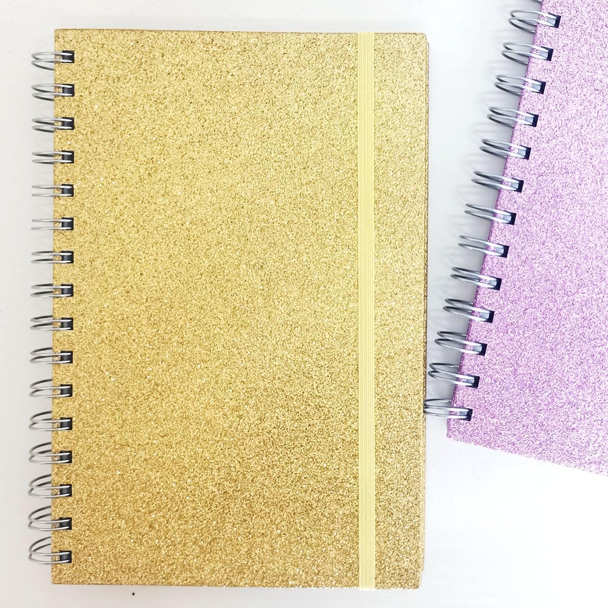 Twinkle Cuaderno de espiral, paquete de 2 cuadernos de espiral brillante, cuaderno a rayas de tapa dura, 90 hojas, 8.2 x 6 pulgadas