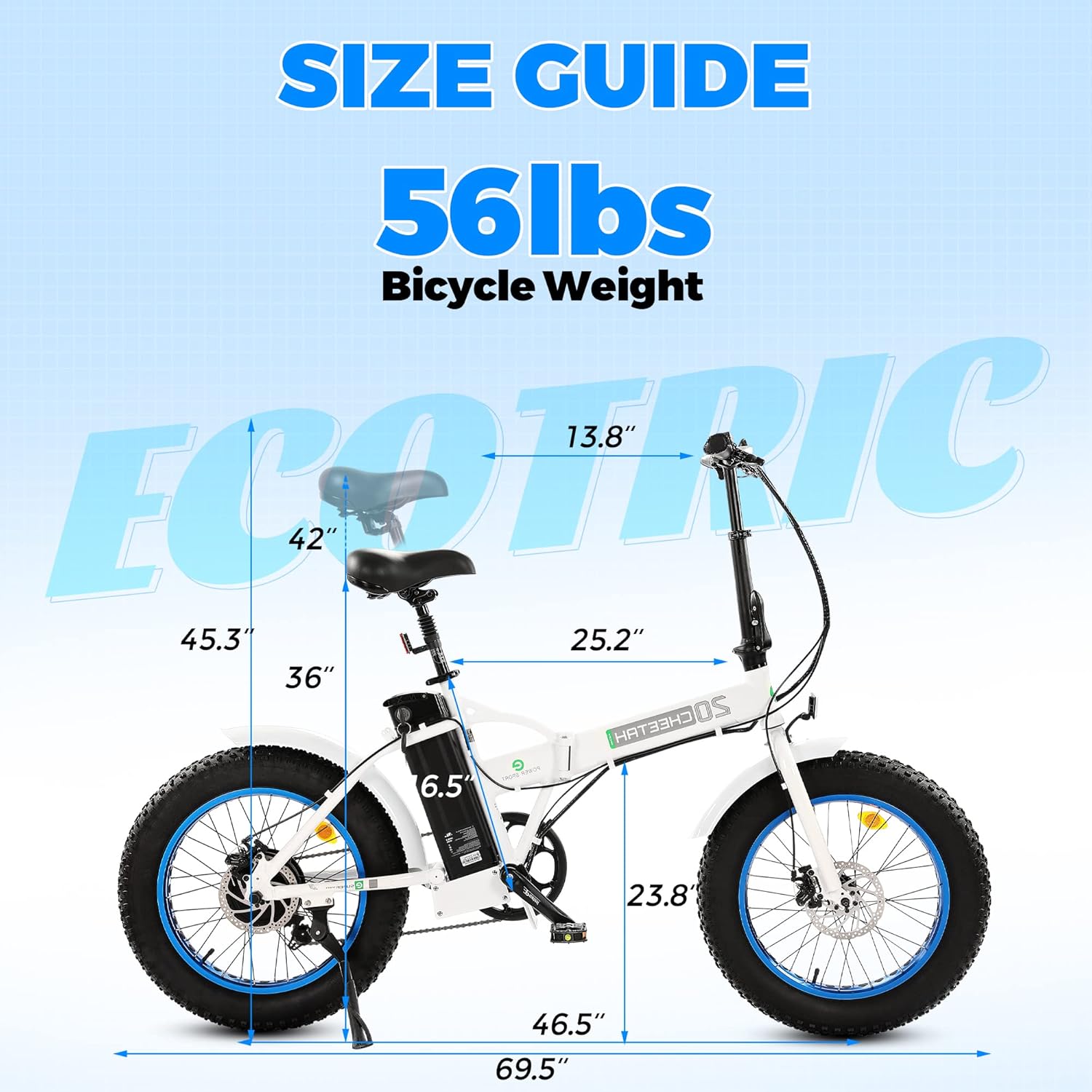ECOTRIC Bicicleta eléctrica para principiantes, 500 W, plegable, bicicleta E de 20 pulgadas, neumático grueso, plegable, bicicleta eléctrica