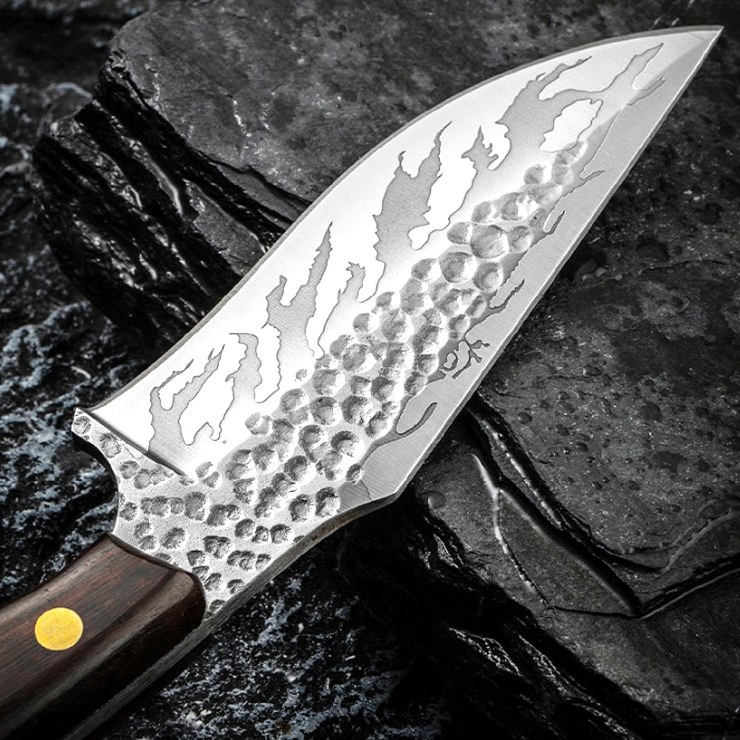 Cuchillo de caza de 8.27 pulgadas, cuchillo táctico de supervivencia de hoja fija de acero inoxidable con funda y mango ergonómico antideslizante