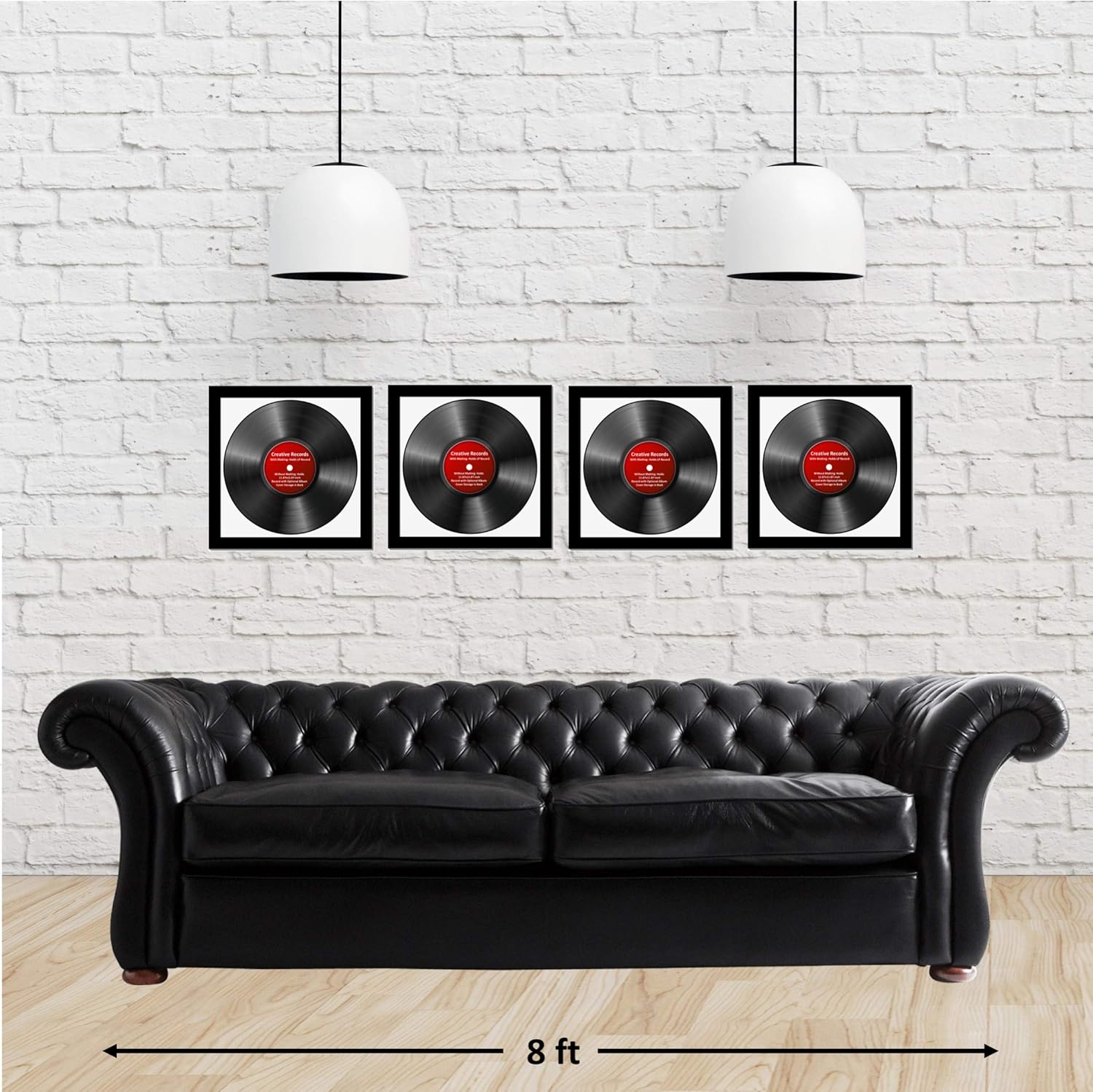 CreativePF – Marco para álbum de vinilo LP con alfombrilla blanca, inserto de disco LP, inserto de disco LP, vidrio y colgador de pared (paquete de