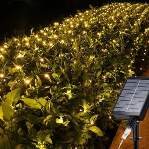 iBaycon Luces solares de red de Navidad, luces de malla de red de 5 x 5 pies con 8 modos y temporizador, luces solares impermeables para árboles de iBaycon Luces solares de red de Navidad, luces de malla de red de 5 x 5 pies con 8 modos y temporizador, luces solares impermeables para árboles de
