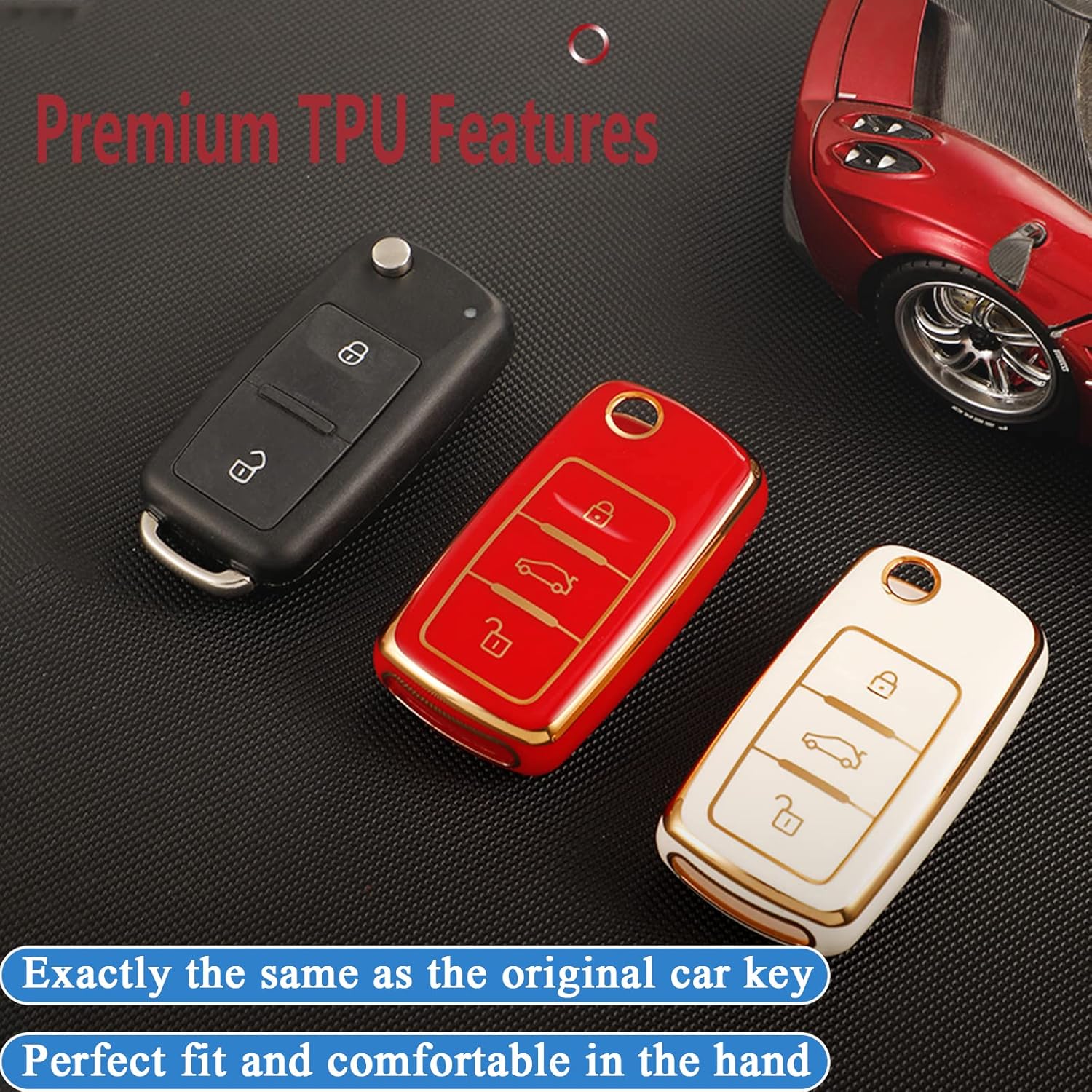 Funda para llavero de automóvil VW Volkswagen de TPU suave con carcasa de llavero, funda protectora completa compatible con VW MK6 Jetta Beetle