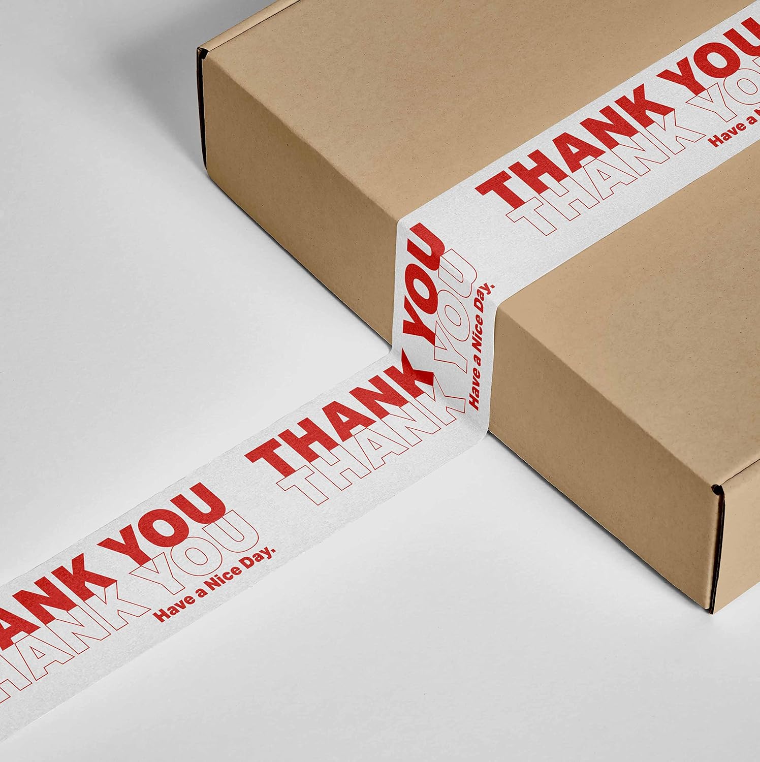 Cinta de embalaje decorativa Thank You para pequeñas empresas  Cinta de envío de embalaje de diseño lindo  Impresión de bolsa Bodega NYC, rojo y